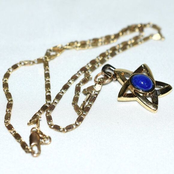 Vtg.Kai Yin Lo 10KGP 925 Chain/Pendant Lapis Lazuli Stone Rare 17" Necklace - Picture 2 of 8